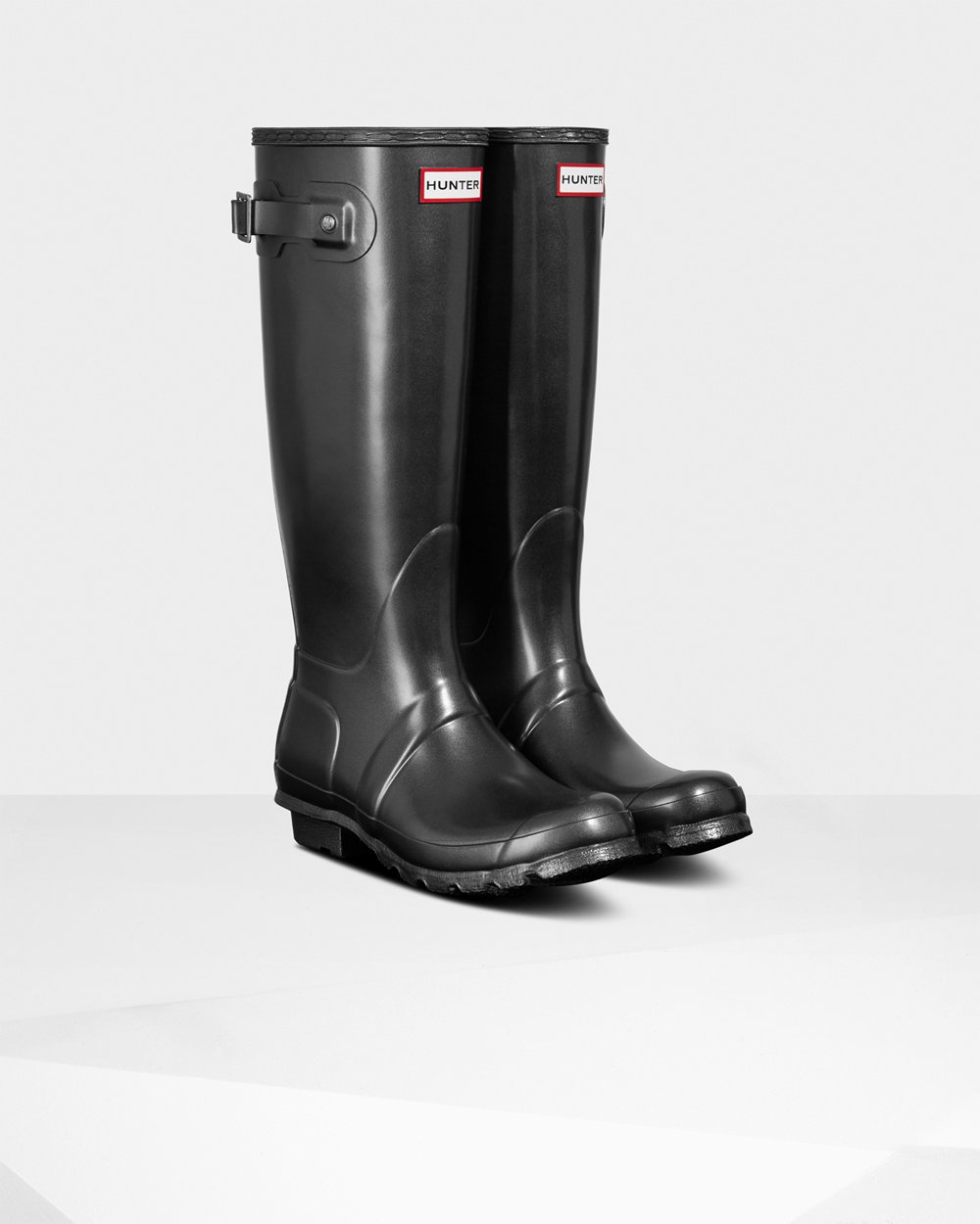 Hunter Original Pearlized Tall Rain Boots - Online Womens Black - EUPOGJ548